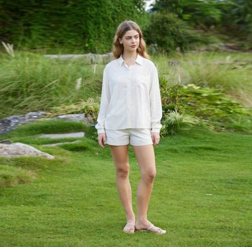 Women's Classic Linen Shirt | Relaxed Fit Long Sleeve Button-Up Shirt