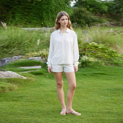 Women's Classic Linen Shirt | Relaxed Fit Long Sleeve Button-Up Shirt