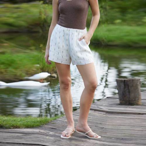 Women's Linen Shorts | Printed Relaxed Fit High Waist Casual Summer Shorts