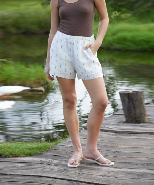 Women's Linen Shorts | Printed Relaxed Fit High Waist Casual Summer Shorts