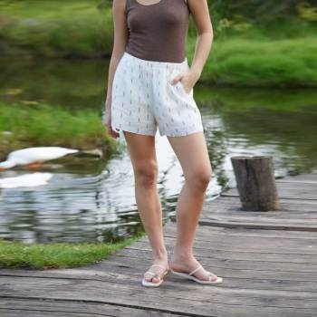 Women's Linen Shorts | Printed Relaxed Fit High Waist Casual Summer Shorts