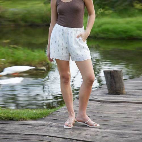 Women's Linen Shorts | Printed Relaxed Fit High Waist Casual Summer Shorts