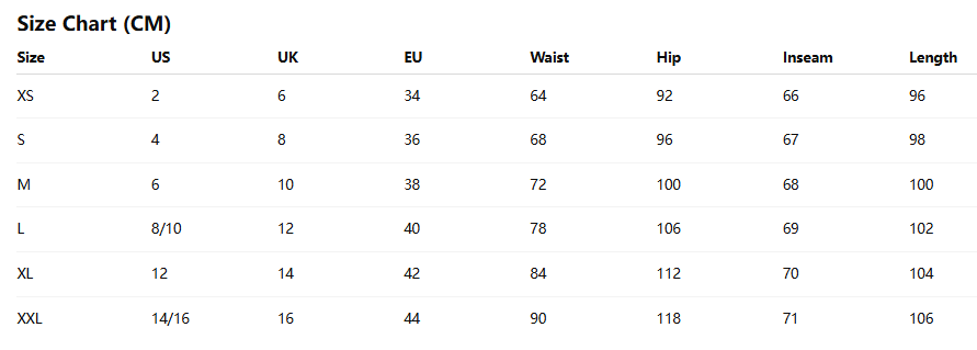 Linen Pants Size Guide