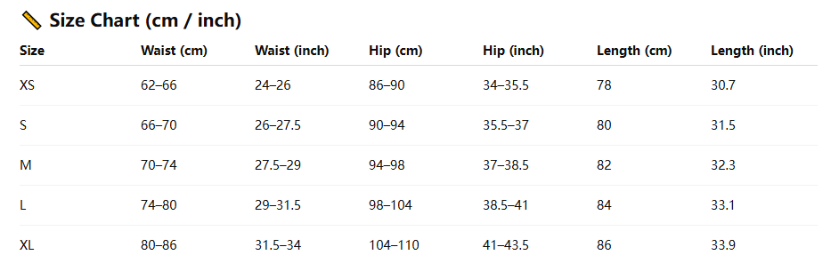 Linen Skirt Size Guide