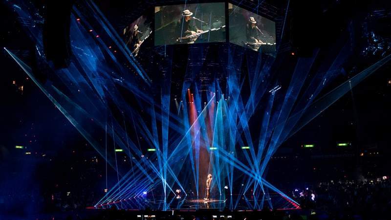 Concert Stage with Blue Laser Lights