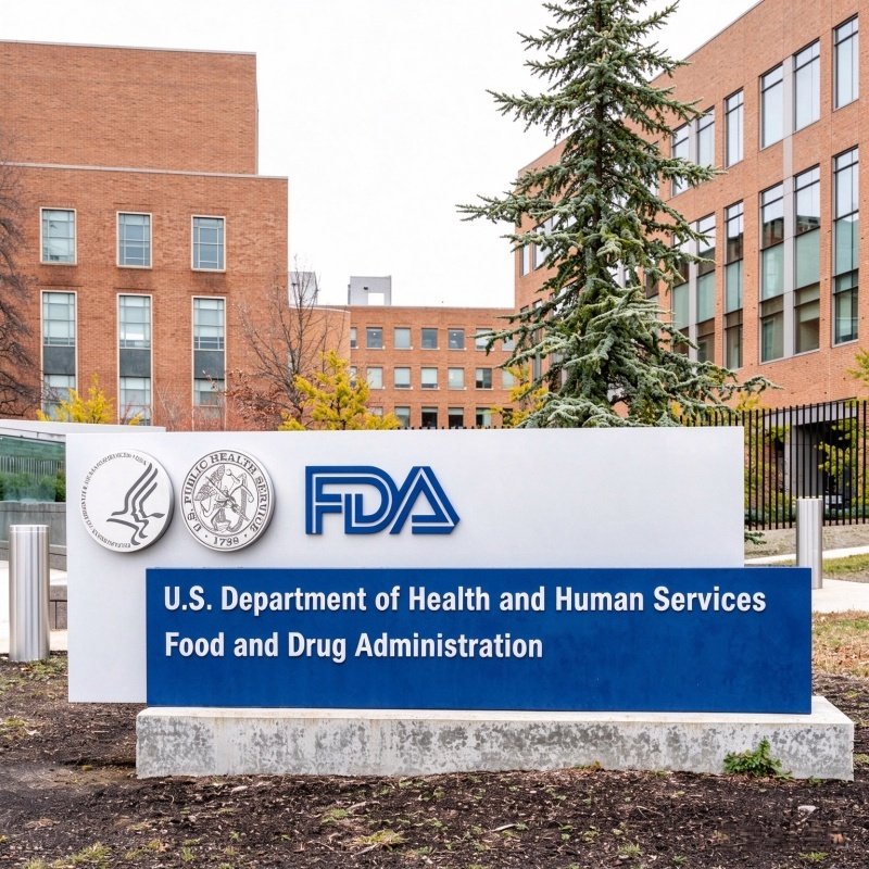 Red rubber stamp reading FDA APPROVED on a sheet of paper