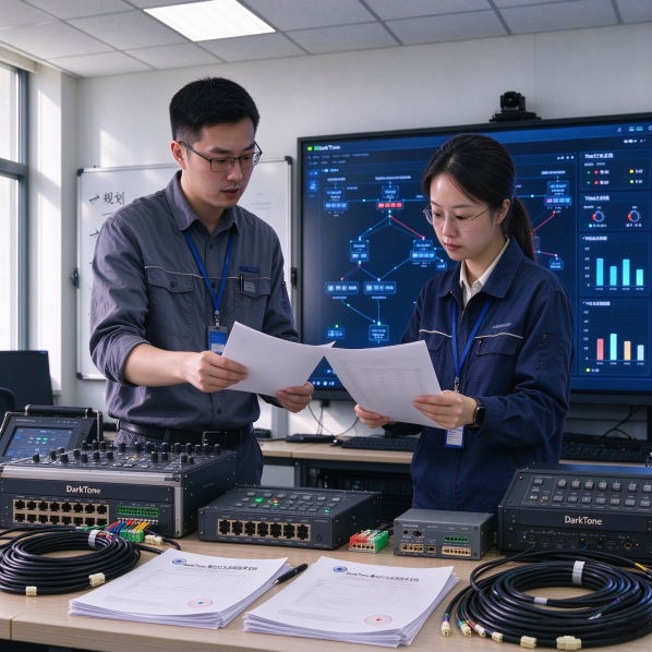 Engineer reviewing technical documentation