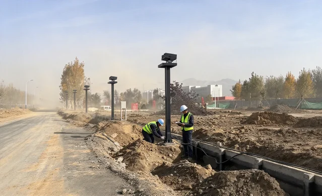 daytime installation of outdoor waterproof laser lights on a building facade
