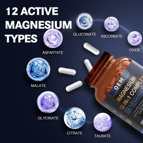 12-in-1 Magnesium Complex Capsules | Supports Sleep Optimization | Daily Wellness Support | OEM/ODM