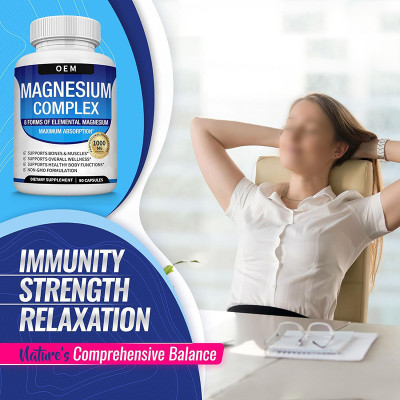 Magnesium Glycinate Complex Capsules | Supports Bone Health; Promotes Sleep & Relaxation | OEM/ODM