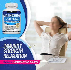 Magnesium Glycinate Complex Capsules | Supports Bone Health; Promotes Sleep & Relaxation | OEM/ODM