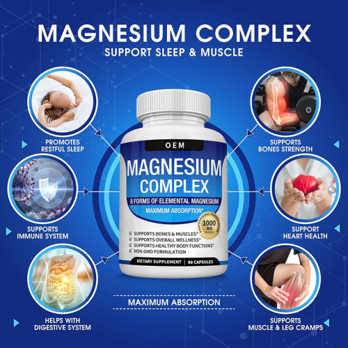 Magnesium Glycinate Complex Capsules | Supports Bone Health; Promotes Sleep & Relaxation | OEM/ODM
