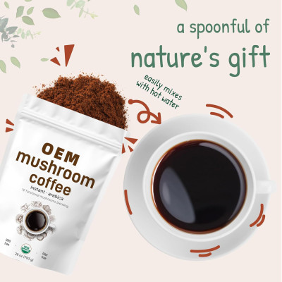 10-in-1 Mushroom Coffee Powder | For Office & Home | Boosts Focus for Work & Study | OEM/ODM