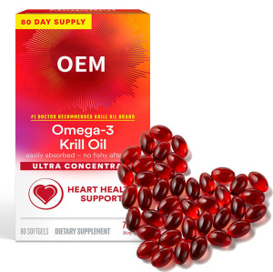 Krill Oil Softgels | Omega-3 Supplement | Easily Absorbed & Odorless | Heart Health Support|OEM/ODM