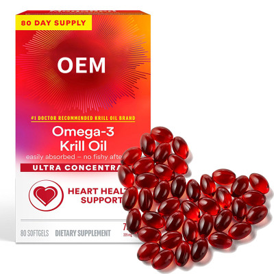 Krill Oil Softgels | Omega-3 Supplement | Easily Absorbed & Odorless | Heart Health Support|OEM/ODM