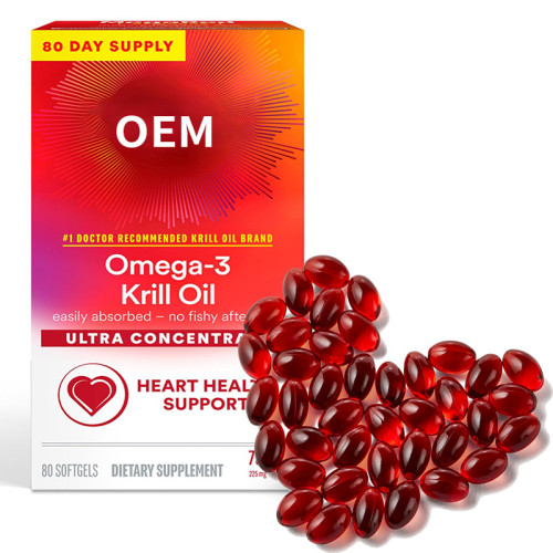 Krill Oil Softgels | Omega-3 Supplement | Easily Absorbed & Odorless | Heart Health Support|OEM/ODM