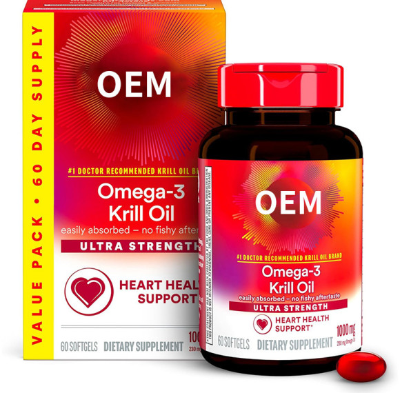 磷虾油软胶囊 | Omega-3 补充剂 | 易于吸收且无异味 | 支持心脏健康 | OEM/ODM