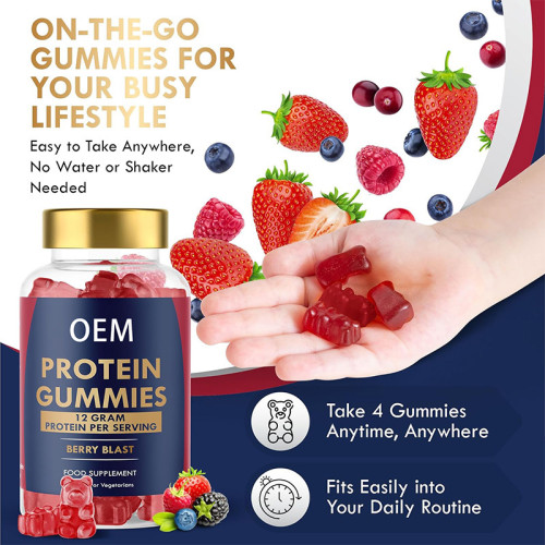 Whey Protein Gummies | Vegetarian Protein Supplement | Berry Flavor|Supports Daily Vitality|OEM/ODM