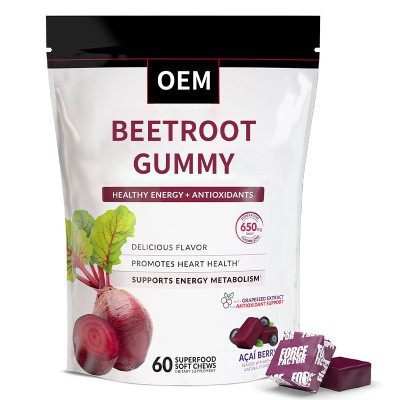 Beetroot Gummies | With Grape Seed Extract | Gentle Energy Support | Vegan-Friendly|OEM/ODM