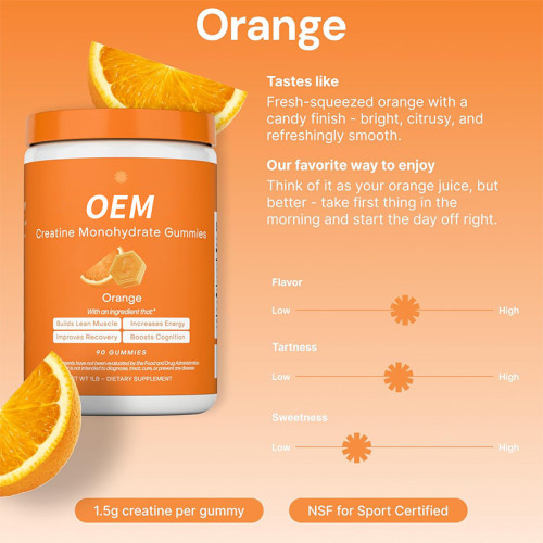 Creatine Monohydrate Gummies|Orange Flavor | Supports Athletic Performance & Daily Vitality|OEM/ODM