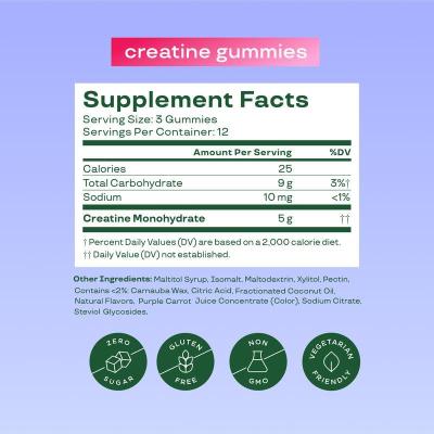 Creatine Monohydrate Gummies | Berry Flavor, Sugar-Free Formula | Supports Daily Vitality | OEM/ODM