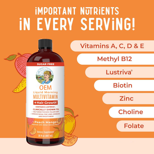 Multivitamin Oral Liquid | With Biotin + Lustriva | Sugar-Free | Supports Hair Health|OEM/ODM