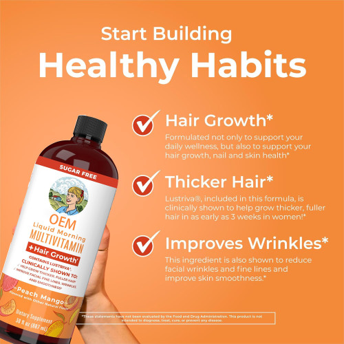 Multivitamin Oral Liquid | With Biotin + Lustriva | Sugar-Free | Supports Hair Health|OEM/ODM