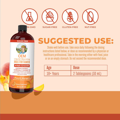 Multivitamin Oral Liquid | With Biotin + Lustriva | Sugar-Free | Supports Hair Health|OEM/ODM