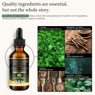 L-Theanine Complex Drops | 5-in-1 Organic Formula | With GABA + Ashwagandha|OEM/ODM