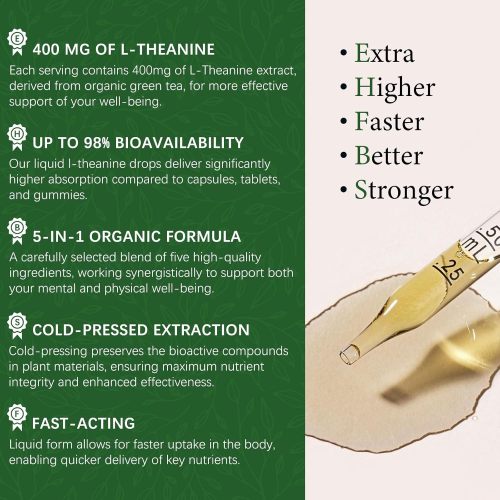 L-Theanine Complex Drops | 5-in-1 Organic Formula | With GABA + Ashwagandha|OEM/ODM