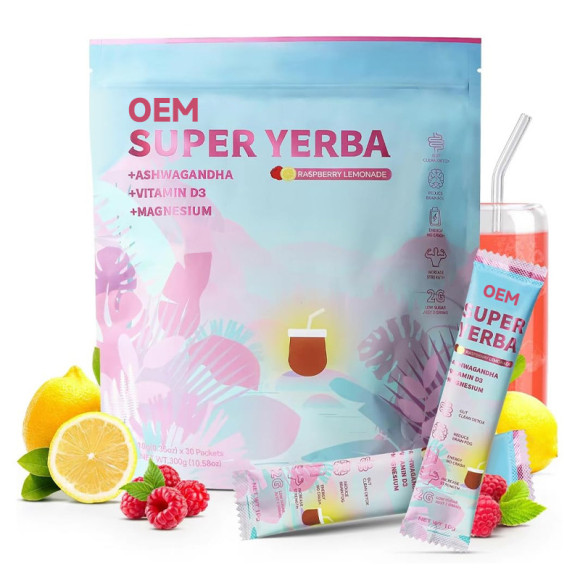 速溶马黛茶粉|覆盆子柠檬口味（低糖配方）|南非醉茄+益生菌|OEM/ODM