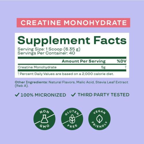 Creatine Monohydrate Powder|Gluten-Free & Vegan-Friendly|Raspberry Lemon Flavor|Micronized|OEM/ODM