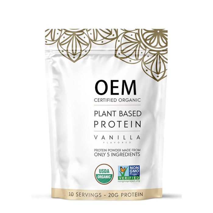 Vegan Pea Protein Powder | Vanilla Flavor Organic Formula | 20g Protein Per Serving|OEM/ODM
