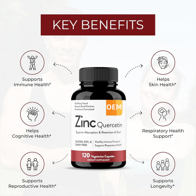 Quercetin Capsules | Premium Zinc Formula | Supports Immune Health | Vegetarian-Friendly|OEM/ODM