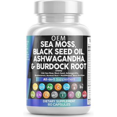 Seaweed Capsules | Multi-Herbal Vitamin Formula | With Black Seed Oil & Burdock Root|OEM/ODM