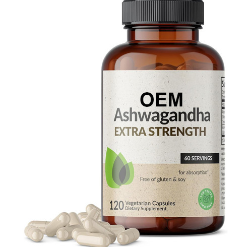 Ashwagandha Vegetarian Capsules | With Black Pepper Extract | Gluten-Free & Soy-Free|OEM/ODM