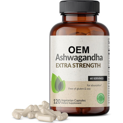Ashwagandha Vegetarian Capsules | With Black Pepper Extract | Gluten-Free & Soy-Free|OEM/ODM