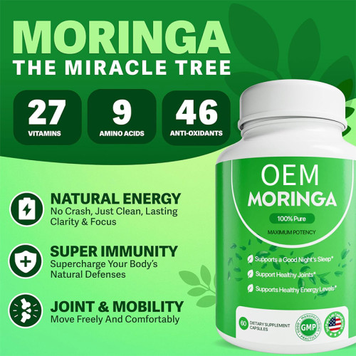 Moringa Herbal Capsules | Natural Multi-Nutrient Plant Formula | Multivitamins & Amino Acids|OEM/ODM