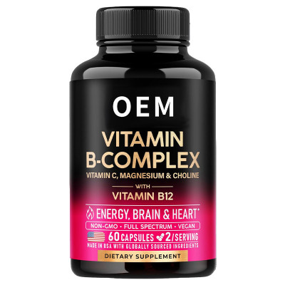 Vitamin B Complex Capsules | Vitamin C, Magnesium, and Choline Formula | Vegetarian Capsules|OEM/ODM