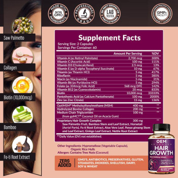 Biotin & Collagen Capsules|Multi-Vitamin & Botanical Blend | Nourishes Nails, Hair, and Skin|OEM/ODM