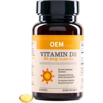 Vitamin D3 Softgels | Organic Cold-Pressed Olive Oil Base | 2000 IU Dietary Supplement|OEM/ODM