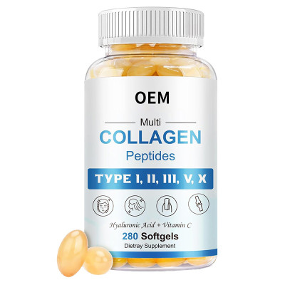 Multi-Type Collagen Peptide Softgels | With Hyaluronic Acid, Vitamin C, and Biotin|OEM/ODM