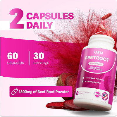 Organic Beetroot Capsules | High-Potency Beetroot Powder Formula | Vegan-Friendly|OEM/ODM