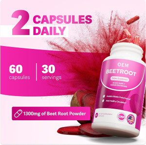 Organic Beetroot Capsules | High-Potency Beetroot Powder Formula | Vegan-Friendly|OEM/ODM