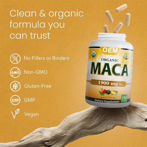 Organic Maca Capsules| Tri-Color Maca Blend | Additive-Free Vegan Formula|OEM/ODM