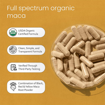 Organic Maca Capsules| Tri-Color Maca Blend | Additive-Free Vegan Formula|OEM/ODM