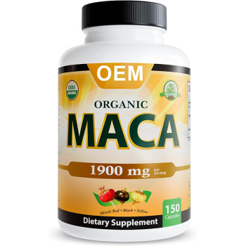 Organic Maca Capsules| Tri-Color Maca Blend | Additive-Free Vegan Formula|OEM/ODM