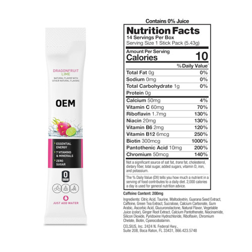 Multi-Energy Powder | Dragon Fruit & Lime Flavor | Zero Sucrose | 7-Vitamin Complex|OEM/ODM