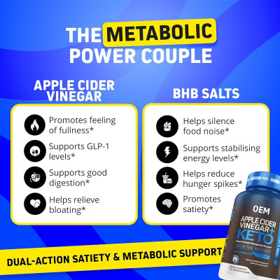 Apple Cider Vinegar Capsules | BHB Keto Blend Formula | Gluten-Free & Vegan|OEM/ODM