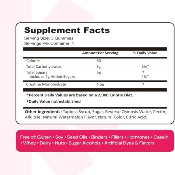 Creatine Monohydrate Gummies | Watermelon-Flavored Pectin Gummies | No Artificial Colors |OEM/ODM
